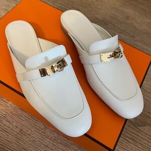 Hermes Oz mule in white size 35